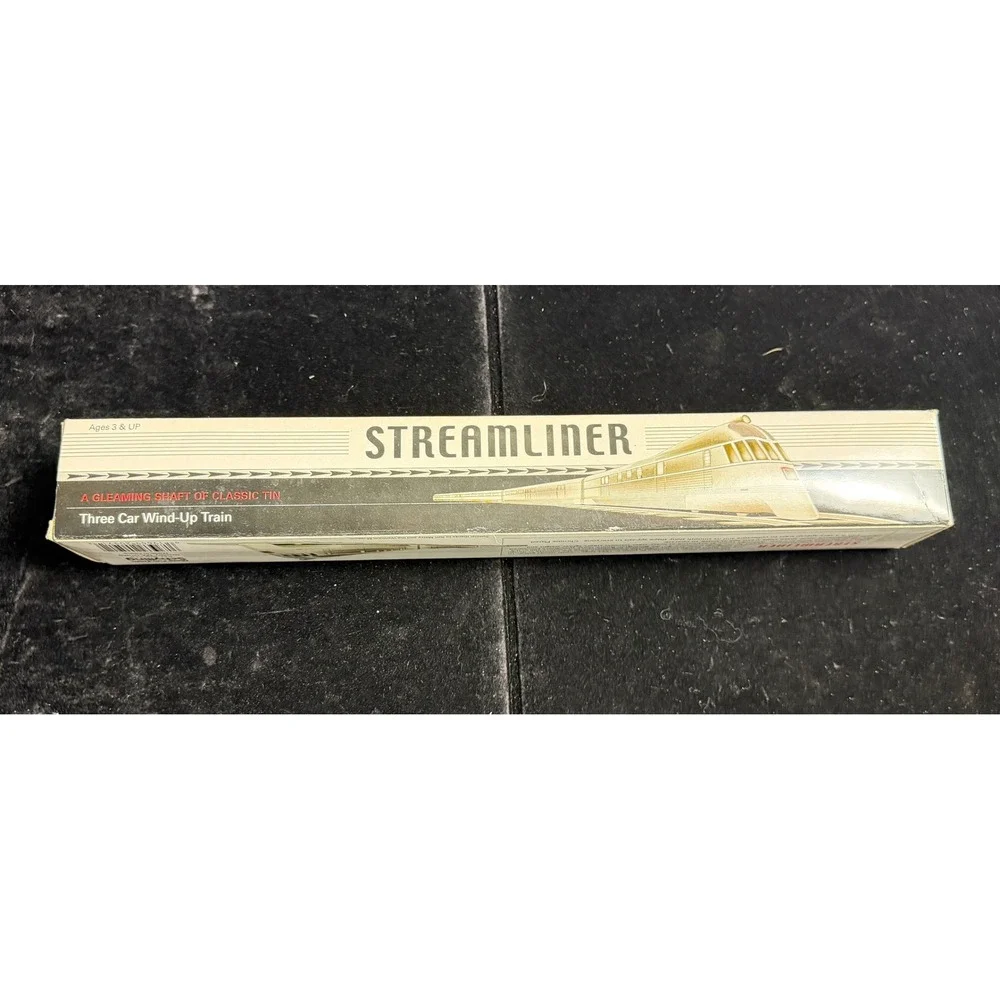 Schylling Streamliner Three Car Wind-Up Train-Chrome Plated, Tin Collector Toy